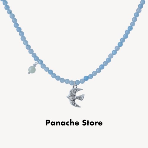 PANACHE 定制款海蓝宝月光石燕归来串珠项链 小众清新气质锁骨链
