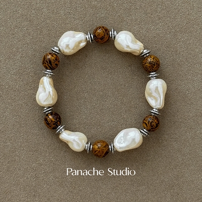 PANACHE 复古美拉德天然石巴洛克珍珠手串小众手作设计高级感手链