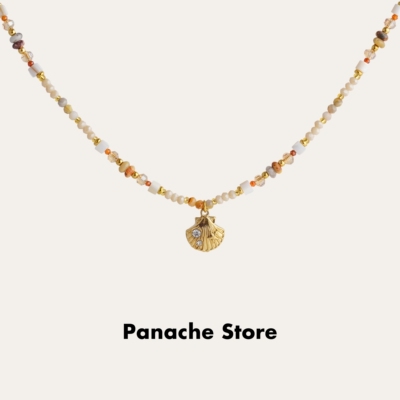 PANACHE 清新天然石贝壳吊坠串珠项链 小众设计百搭高级锁骨链女