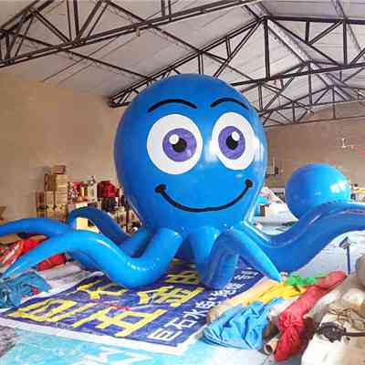 节庆布艺用品悬挂充气海豚鲸鱼鲨鱼八爪鱼章鱼发光升空水母灯模型