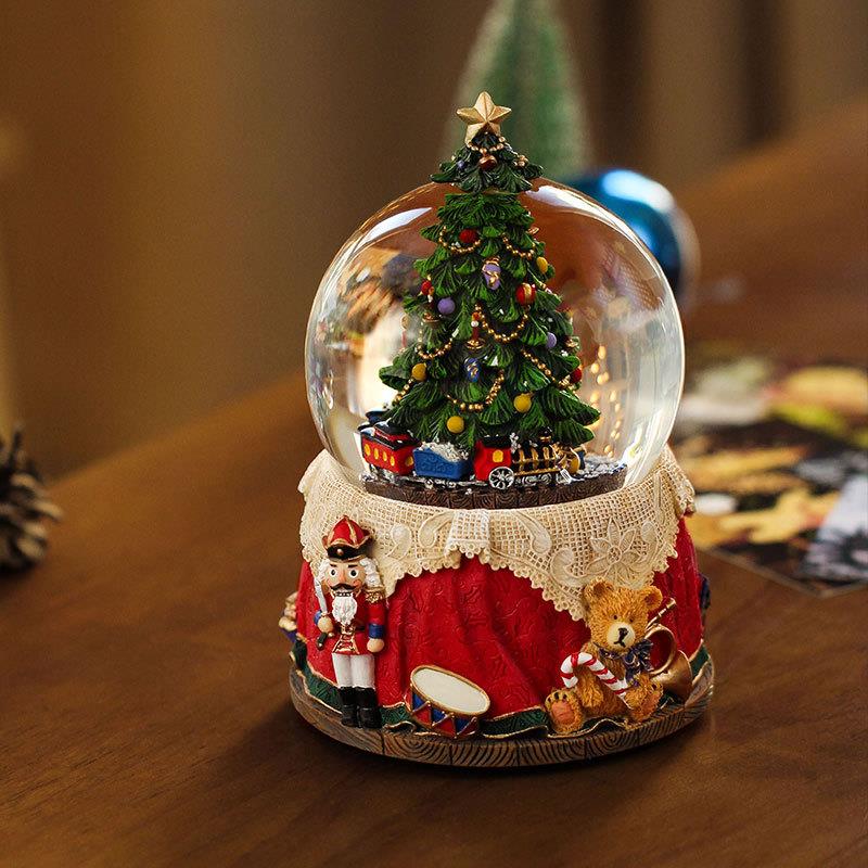 耶诞树水晶球男孩音乐盒机械发条八音盒可旋转14岁女孩生日礼物13