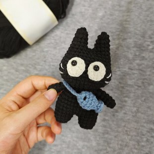 极速毛线手工编织小猫挂件钩针diy材料包针织玩偶打发时间手作解