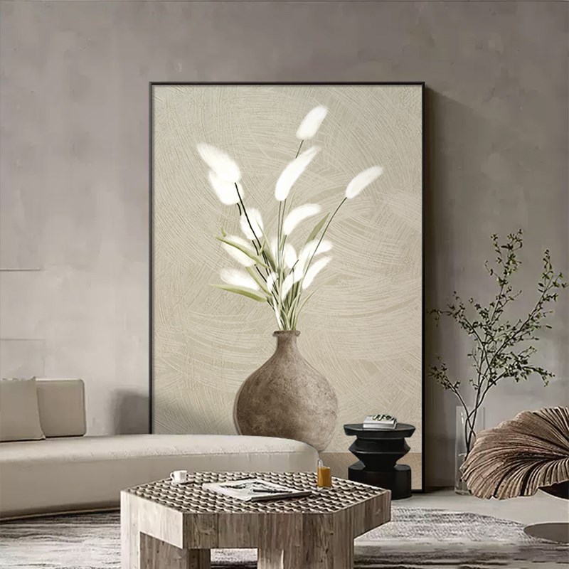 好货芦苇花走廊过道挂画原木风落地客厅装饰画诧寂风入户玄关画壁