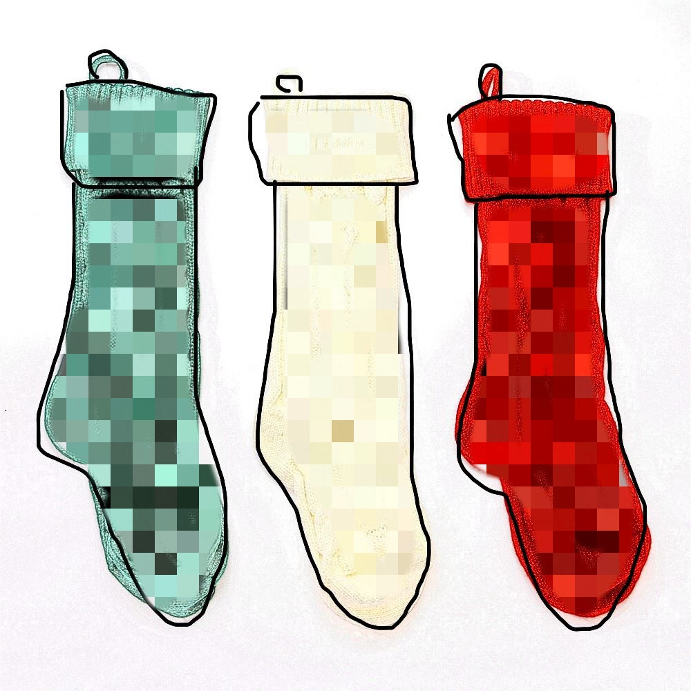 RW214针织耶诞袜耶诞树装饰礼物袋毛线菱形长筒袜耶诞节装饰用品