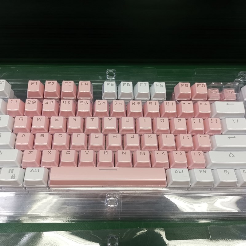 104键双拼键帽字体透光双色注塑个性定制蓝粉白色ABS机械键盘键帽