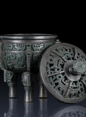 仿古纯铜入己鼎炉摆件香炉办公室家居装饰品铜鼎工艺品仿古聚财鼎