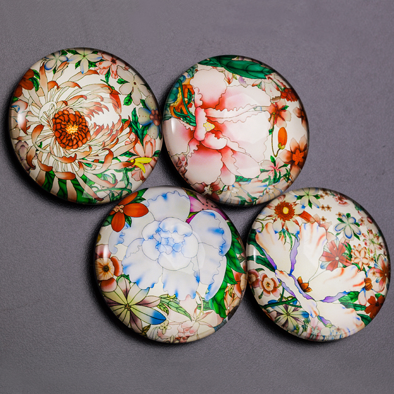 粉彩万花磁冰箱贴 南京特色文创礼品 可定制 水晶玻璃 民国文化