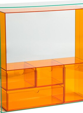 极速化妆品收纳盒桌面化妆刷筒整理橙色亚克力梳妆台口红护肤品置