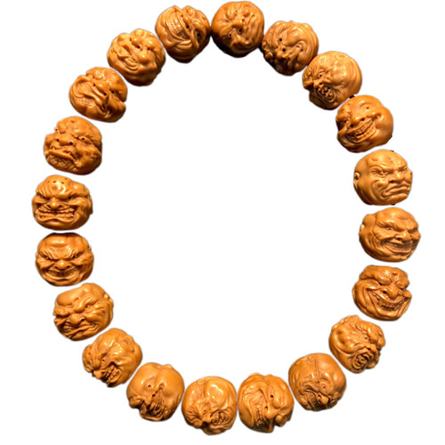 猴头手串雕刻恶僧核雕怒佛弥勒佛手链野生文玩小核桃非桃核橄榄核