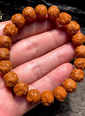 小核桃手串金蟾核雕手链猴头核桃雕刻铜钱蛤蟆头手持小籽文玩手钏