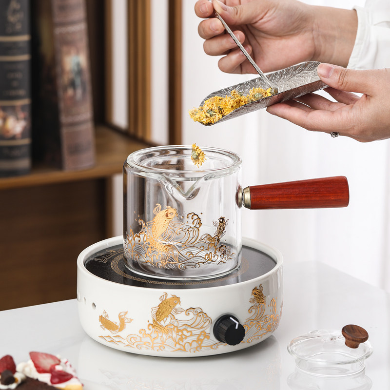 好货家用电陶炉花茶玻璃防烫木侧把煮茶器日式泡茶炉烧水壶小茶炉