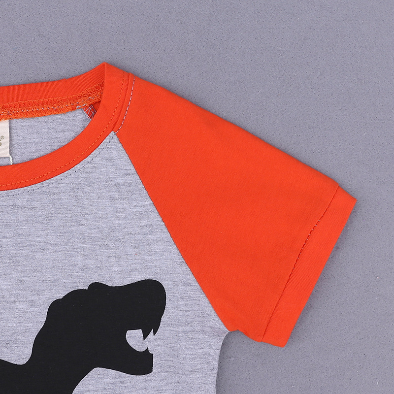 夏季男童套装幼童恐龙短袖T恤短裤睡衣欧美儿童家居服