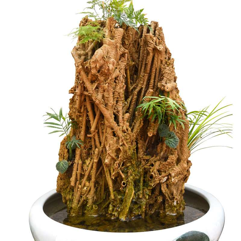 天然芦管石钟乳石吸水石原石上水石假山大型盆景摆件植物化石直播