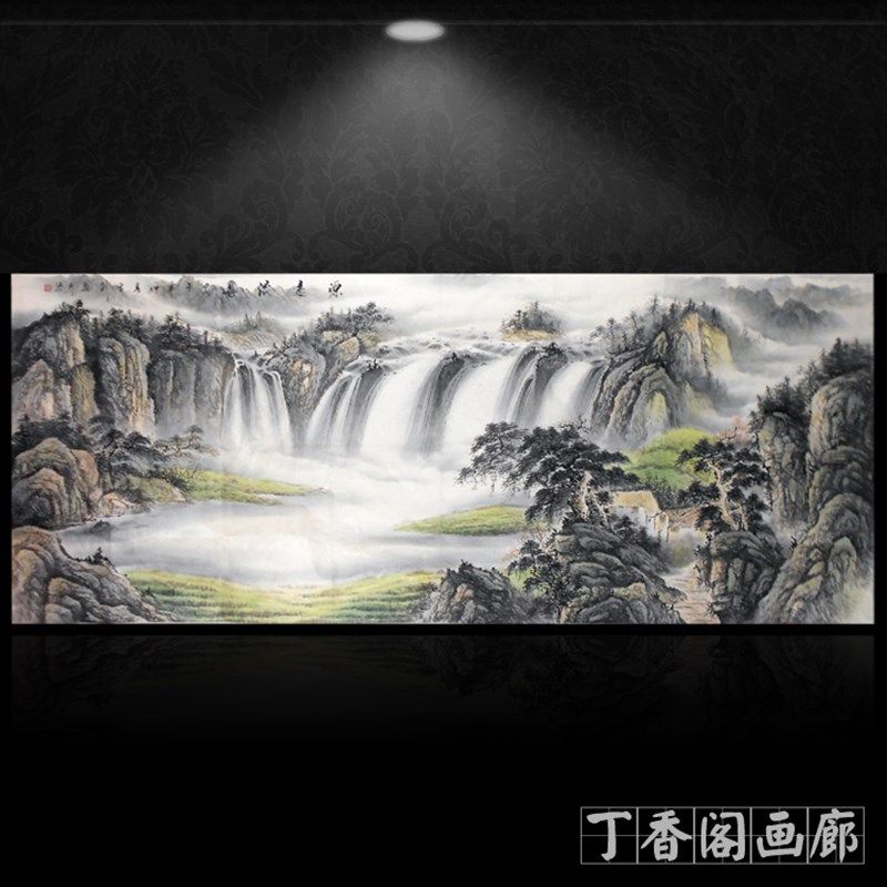 国画纯手工山水画原稿聚宝盆聚财风水画万财归宗客厅纯手绘装饰画