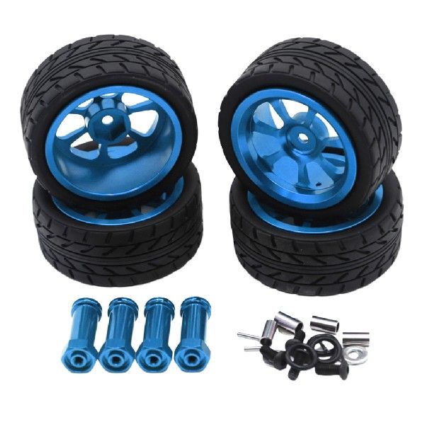 4 Pieces of RC Tires Rubber Tires with Hubs for 1/14 RC