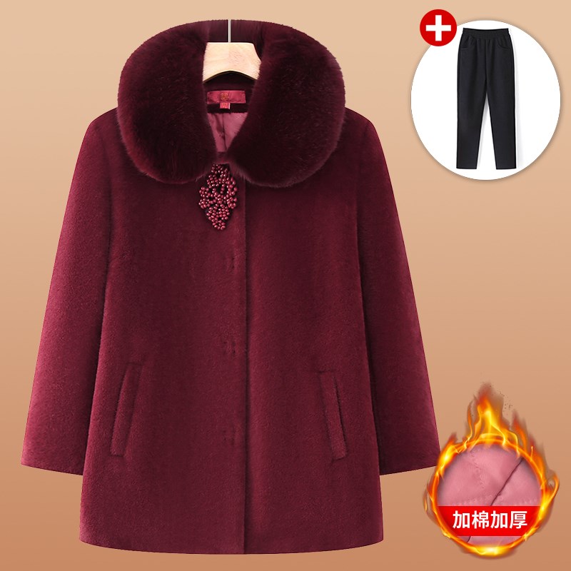好货中老年人秋冬外套女奶奶衣服妈妈冬装大衣水貂绒老人太太上衣