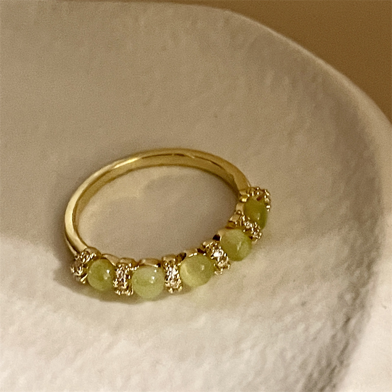 2023 New Fashion Green Opal Rings for Women Luxury