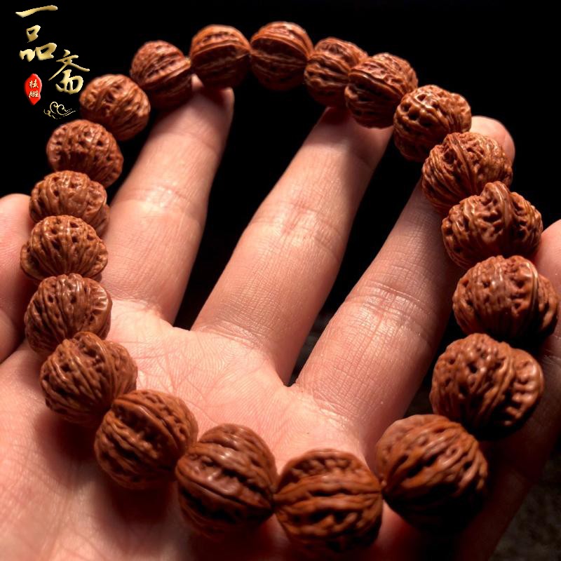 京八棱手持野生文玩小核桃手串核雕龙纹桃核雕刻桃木手链桃胡矮桩