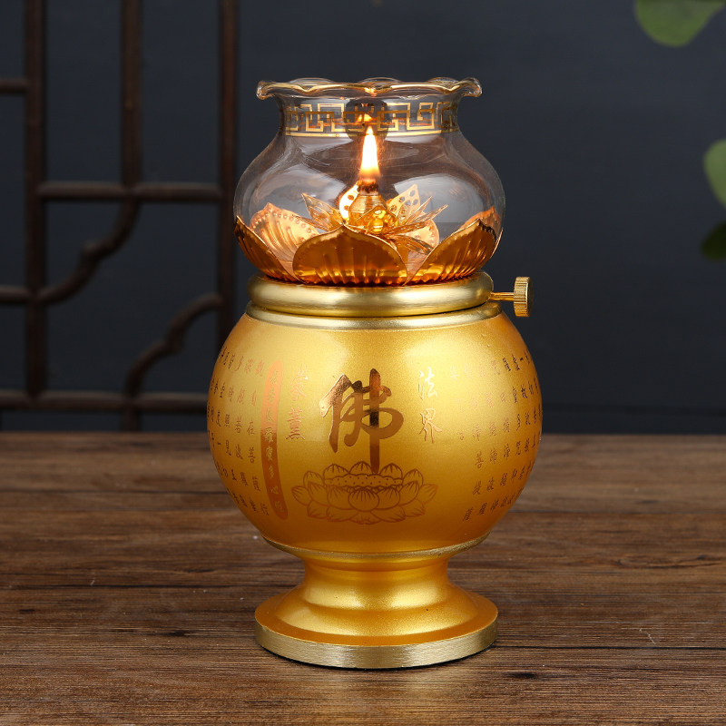 好货供佛灯莲花酥油灯家用佛前供奉观音液体油灯防风长明灯佛堂佛