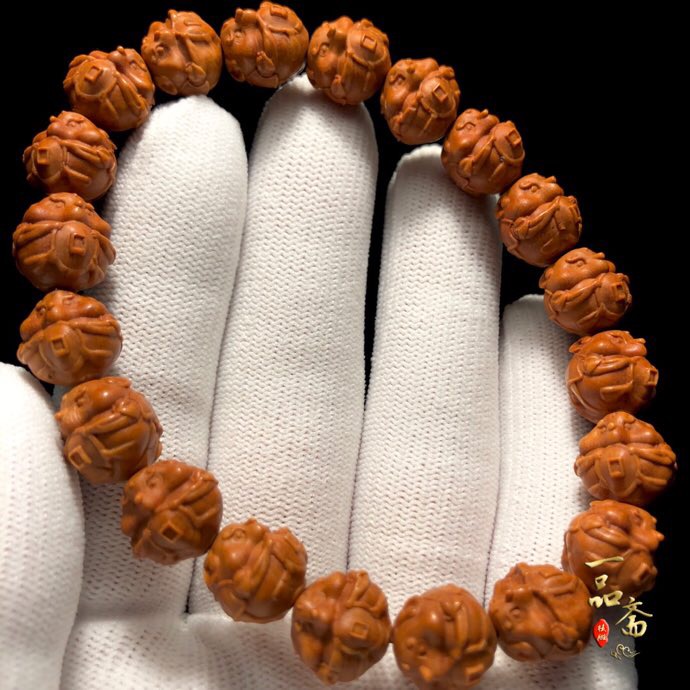 龙纹桃核雕刻老鼠核雕手串招财鼠桃木手链属相非橄榄核文玩小核桃