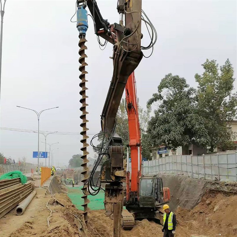 挖掘机长螺旋钻机 电线杆钻孔引孔机 地基螺旋打桩机