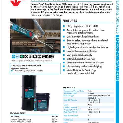 极速LPS 70114润滑脂THERMAPLEX  FOODLUBE BEARING GREASE
