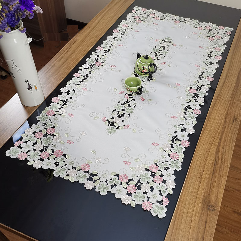 极速中式欧式布艺绣花长方桌布茶几巾桌垫镂空盖巾餐垫餐桌桌布桌