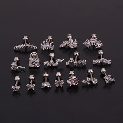 2023 1PC Korean Stainless Steel Zircon Ear Piercing Earring