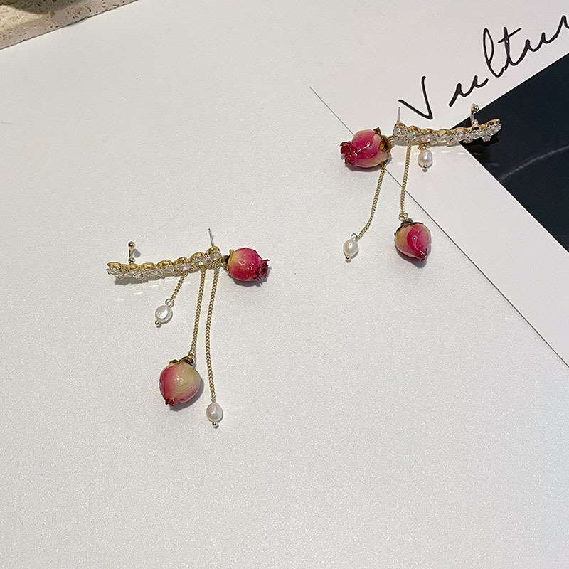 Super immortal eternal rose flower temperament earring earbo