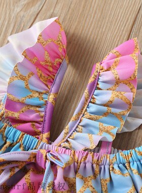 Girls SWIMSUIT SET summer printing fashion seaside beach sw