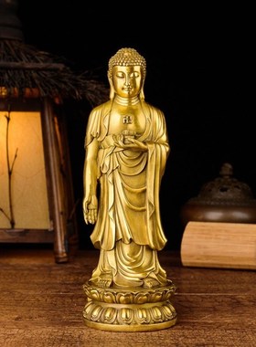 纯铜南无阿弥陀佛像接引佛摆件家居供奉属猪属狗本命佛摆设