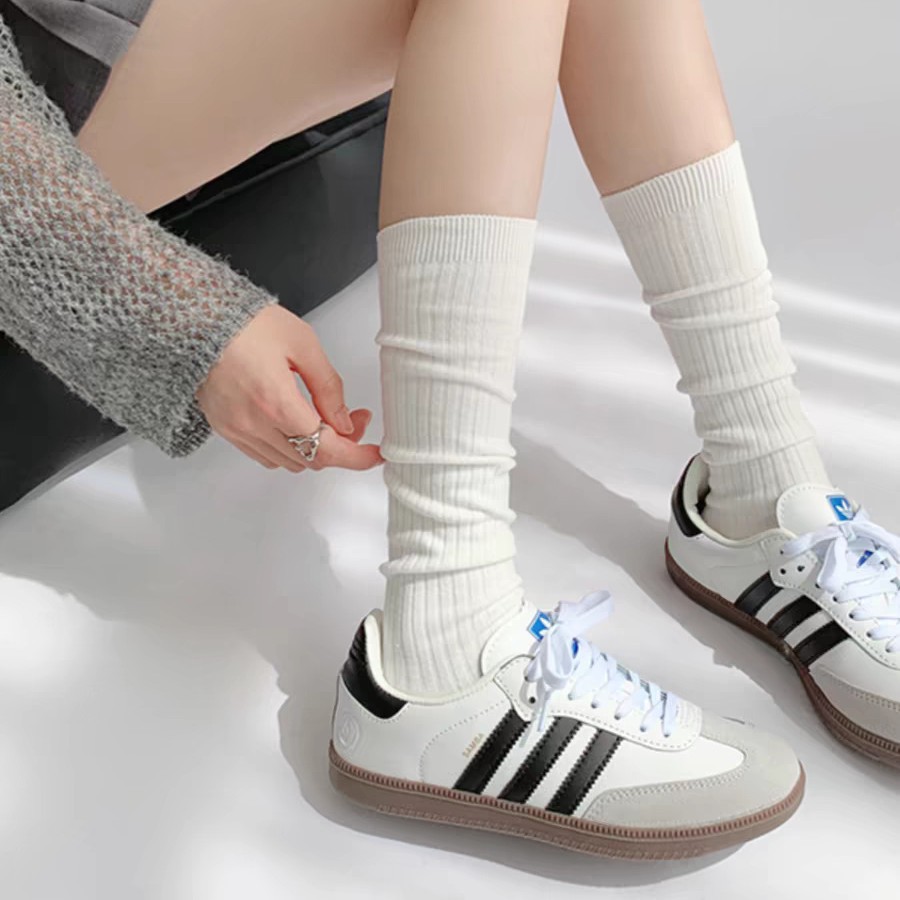 白色小腿袜子女春秋显瘦百搭