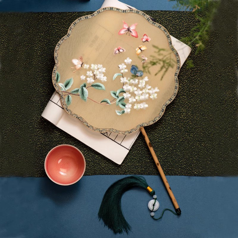 中国风苏州刺绣团扇古风扇子女古典绣花高端轻奢宫扇团扇新娘结婚