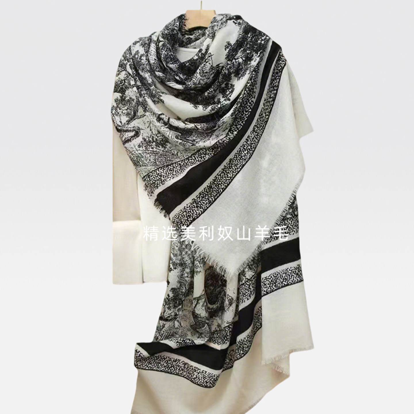 高端100%绵羊毛围巾女2025春秋新款戒指绒羊绒感保暖围脖披肩复古