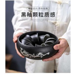 黑陶茶洗家用茶洗茶洗笔洗茶海茶道零配茶渣桶缸陶瓷洗茶碗 宇轩