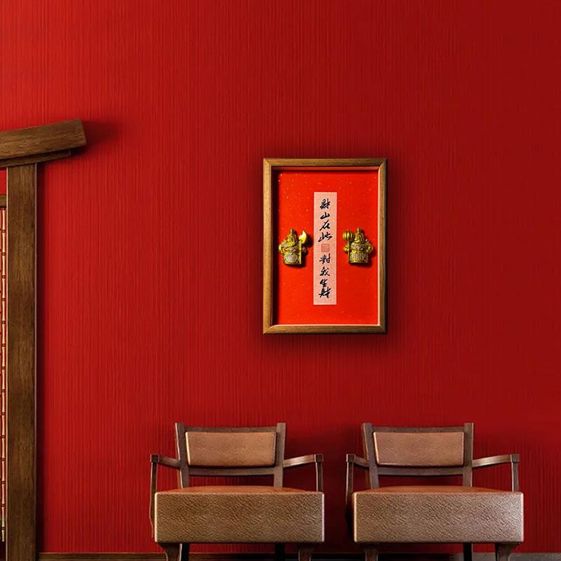 中式护宅哼哈二将对我生财摆件相框办公室客厅入户玄关门口装饰画