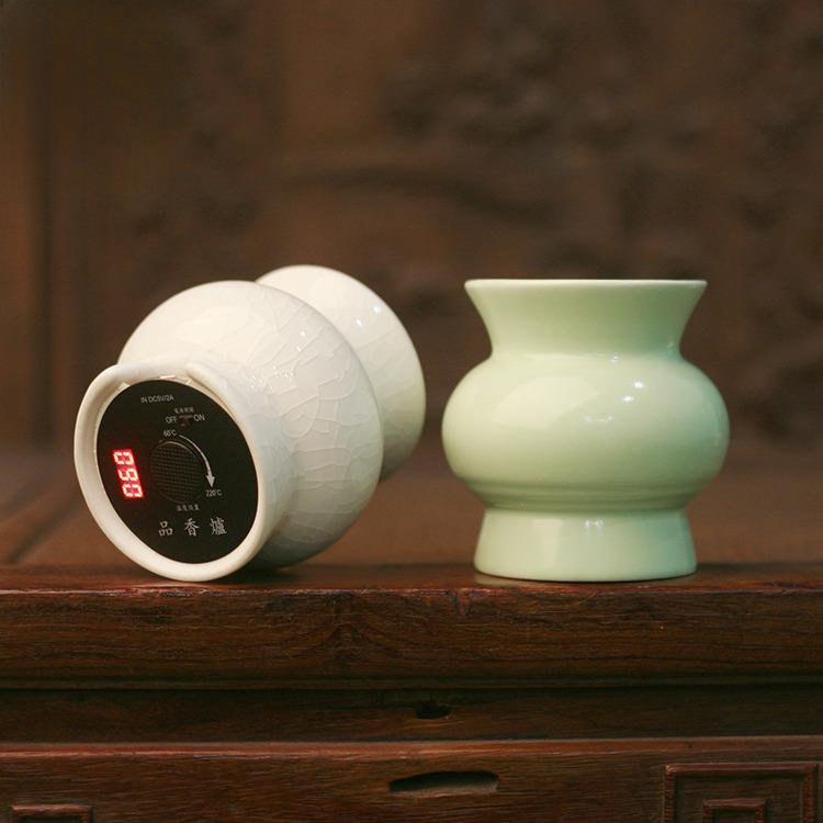 可充电USB数字香炉陶瓷沉香燃烧器温度调节手持式电子香炉香丸吸
