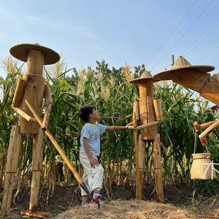 定做农场风景区户外农耕木头人实木鹿马多造型木制品花园幼儿园摆