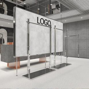 服装店压克力展示架陈列架落地式中岛架不锈钢衣架侧挂女装店货架