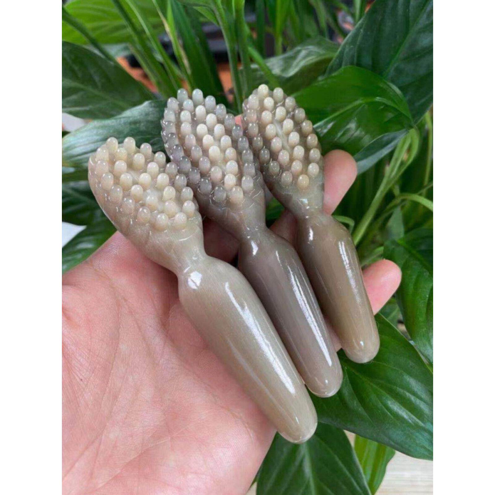天然白水牛角一体莲蓬脸梳面部拨筋点穴按摩提拉脸部眼部通用经络