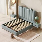 慕梵迪现代简约真皮儿童床男孩北欧轻奢城堡皮床实木卧室皮艺床