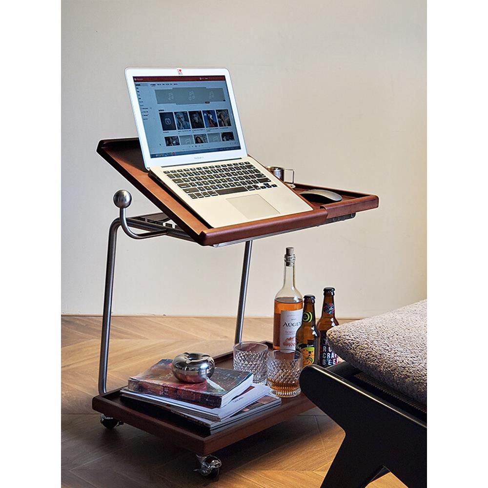 中古边几移动小推车沙发客厅小户型设计师网红侘寂风复古实木茶几