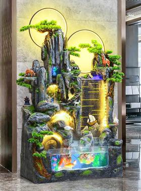 大型落地假山循环流水喷泉鱼缸客厅户外玄关公司开业招财装饰摆件