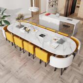 KETU椭圆形白色会议桌简约现代8 12人简易长条桌子阅览室桌椅组合