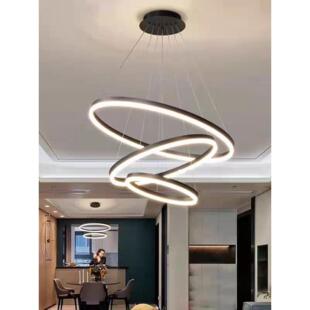 客厅吊灯现代简约2024新双层调光环挂线灯圈餐厅吊灯