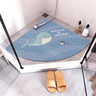 丝圈浴室地垫扇形淋浴房浴室镂空防摔脚垫子化妆室门口防滑地毯