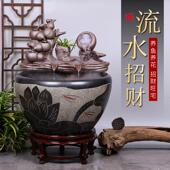 景德镇陶瓷金鱼缸阳台办公室客厅落地式 家庭循环水摆设庭院大型鱼