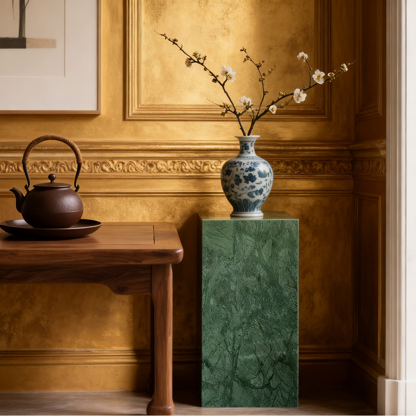 意式极简天然大理石摆件底座摆件客厅卧室茶室装饰花瓶增高台石墩