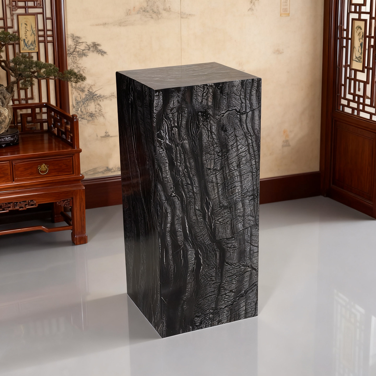 天然大理石底座摆件雕塑台新中式洒店别墅花园庭院大理石摆件底座