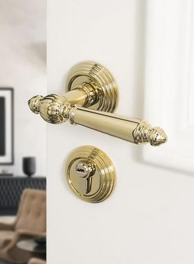 INDOORS法式金色双开门卧室门锁简欧轻奢静音家用锁具房门把手
